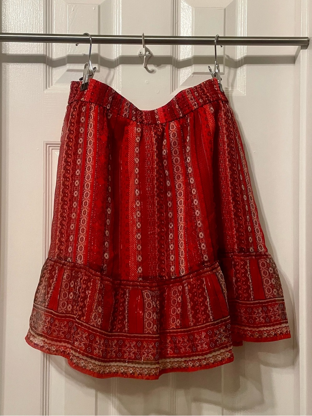 LOFT Red Printed Circle Skirt